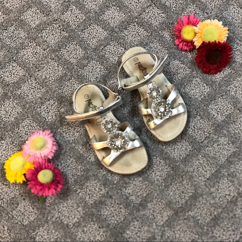 Pazitos Silver Leather Girls Sandals